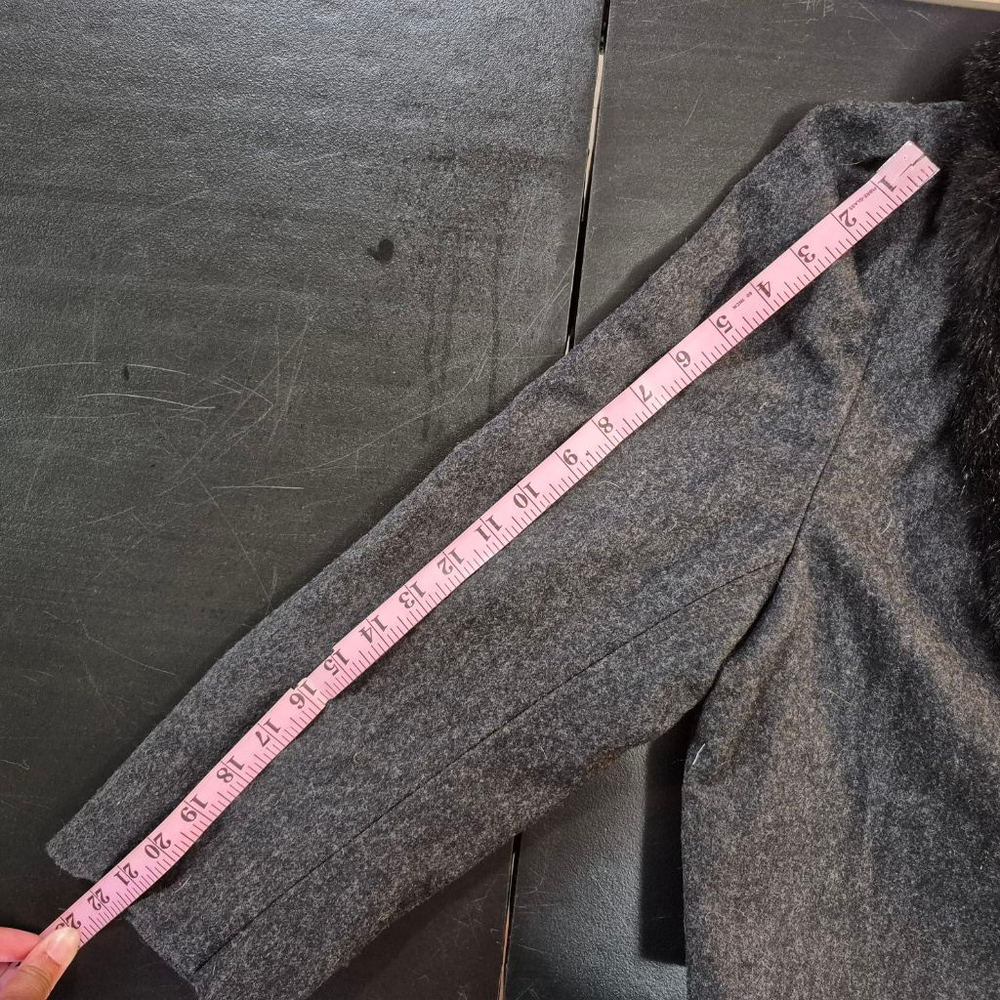 NORGALL LTD. Grey‎ Wool Cropped Jacket with Dark Brown Fur Collar XL - Picture 7 of 7